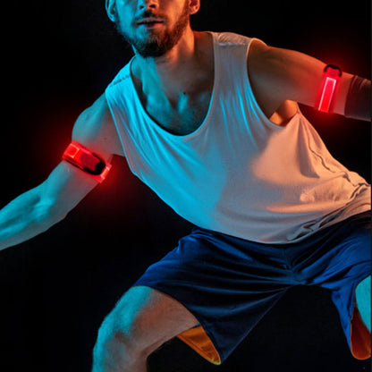 2Pcs Rechargeable  Glowing Bracelet LED Slap Wristband Night Running Security Armband Strap Red