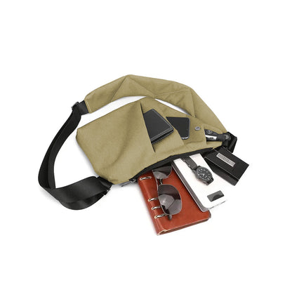 Men Anti-Theft Chest Pack Left Shoulder Sling Bag Travel Crossbody Bag Khaki