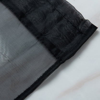 3 Piece Polyester Sheer Rod Pocket Curtains for Window Door  Divider - Black