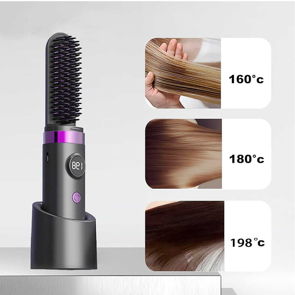 Hair Straightener Brush with Base-Grey