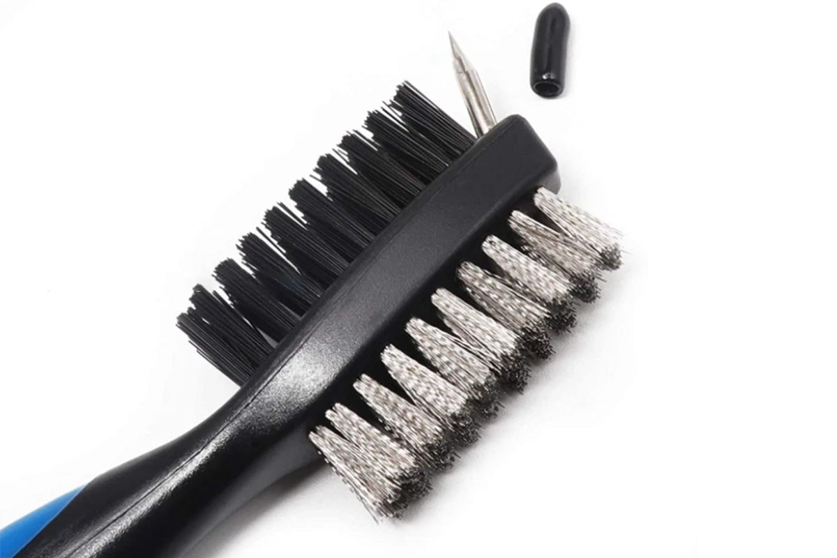 2Pcs Dual Sided Golf Club Groove Brush Tool with Retractable Carabiner -Blue