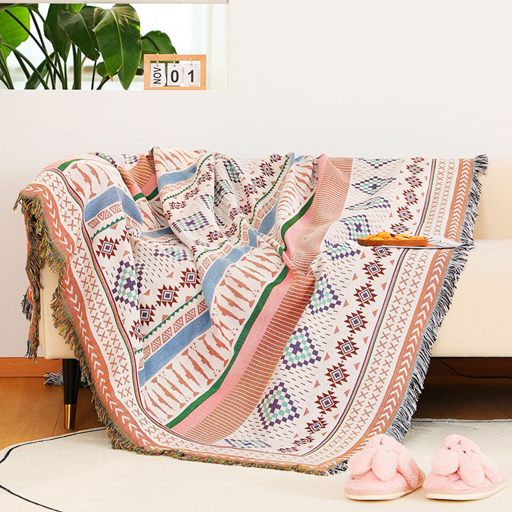 Aztec Style Throw Blanket Bohemian Sofa Blanket Cover for Couch Chair Bed Home Outdoor Beach Travel Style 2