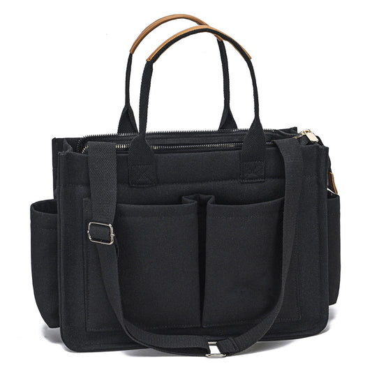 Large Canvas Tote Bag for Women Laptop Work Book Bags Crossbody Handbag Shoulder Travel Gym Bag Black
