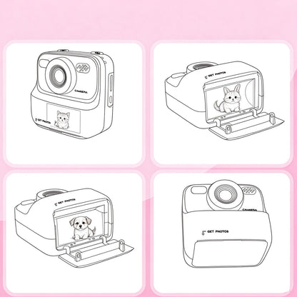 Instant Print Camera for Little Ones Dual Lens Digital Camera with 32G Card - Pink