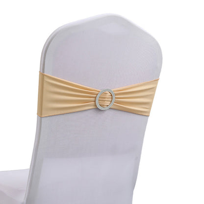 30 Pieces Elastic Chair Sashes Bows with Buckle Spandex Chair Bands - Champagne