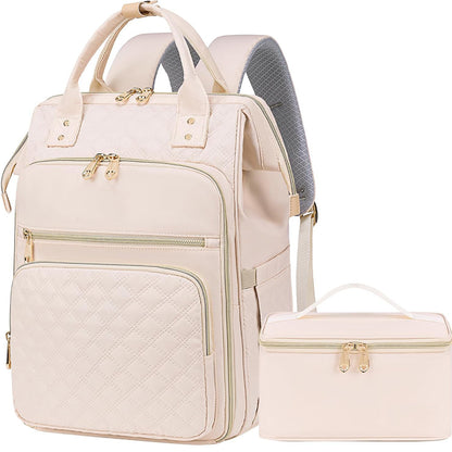 2-in-1 Laptop Lunch Backpack - Beige