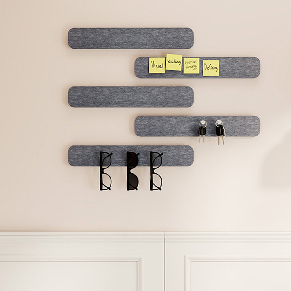 8 Piece Self Adhesive Felt Display Strips with 35 Push Pins - Grey