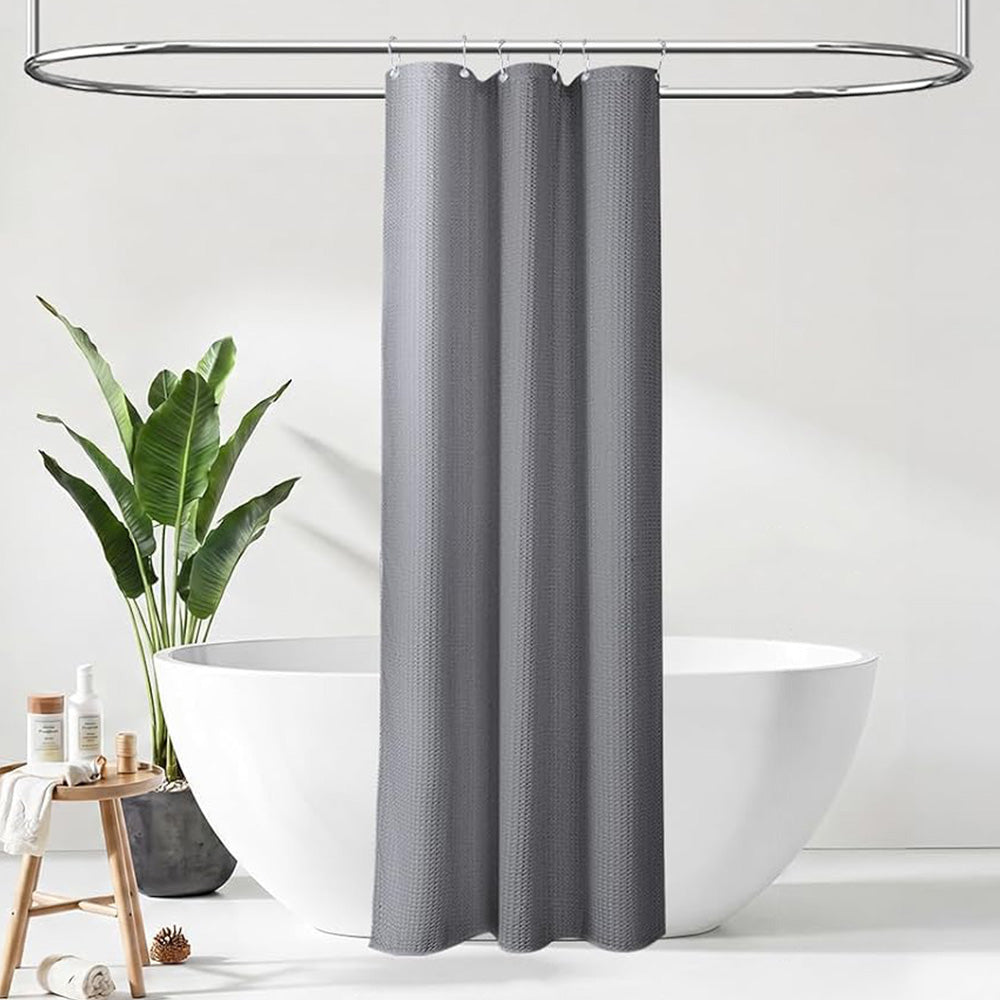 Waffle Weave Water Resistant Shower Curtain - Grey
