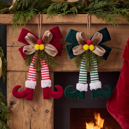 Christmas Bow Elf Leg Hanging Ornaments Christmas Tree Decor