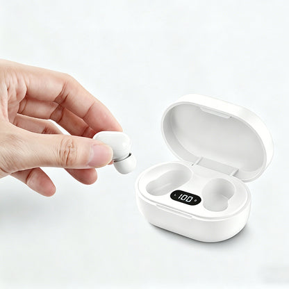 Bluetooth 5.1 Wireless Earbuds with LED Display IPX4 Waterproof Headphones-White