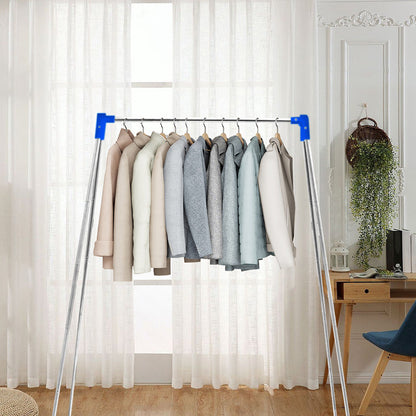 Portable Travel Garment Rack Folding Clothes Rack for lightweight Clothing Blue