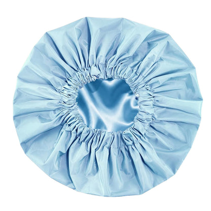 Water-Resistant Double-Layer Shower Cap - Blue