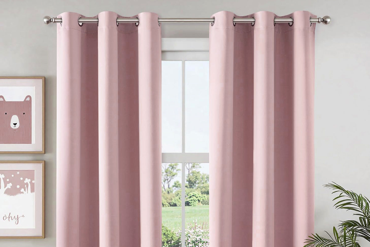 2 Pieces 100 Percent Blackout Curtain Panel - Pink
