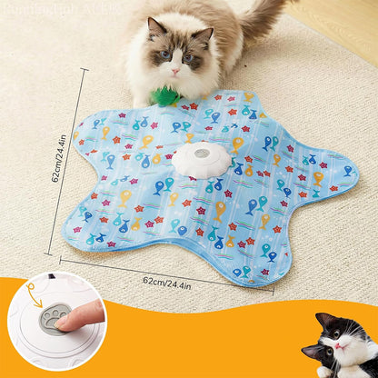 Interactive Cat Toy with Hide and Seek Feather-Blue
