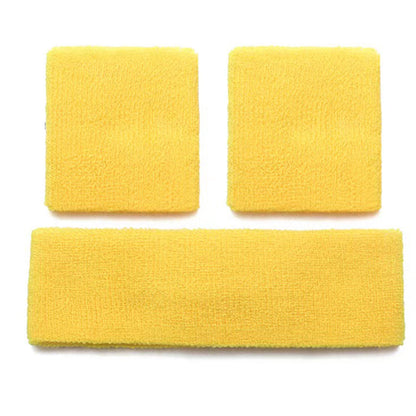 6Pcs Set Sweatbands Sports Headband Wristbands for Sport Tennis Badminton Yoga Yellow
