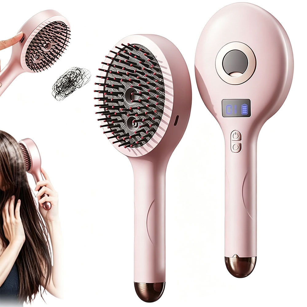 3 in 1 Electric Spray Hair Comb with Mist Function-Pink