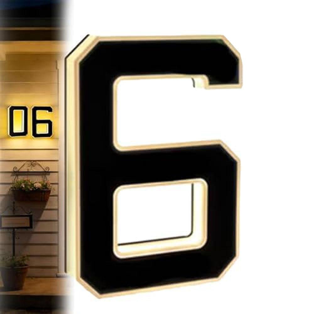 Solar Illuminated Address Sign with Light -Number 6
