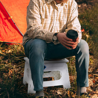 Folding Step Stool Portable Lightweight Stool for Adult Kids White
