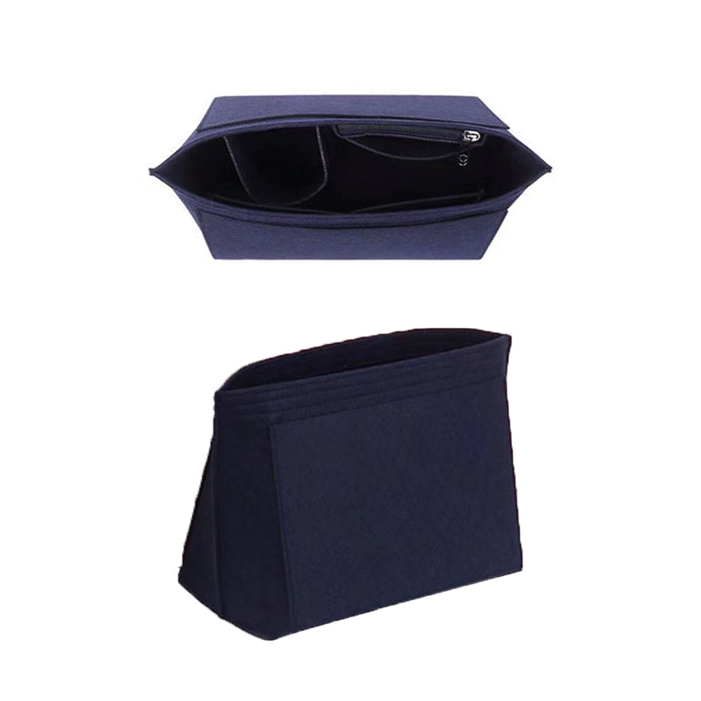 Felt Purse Insert Organizer Interior Zipper Storage Bag for Handbag Tote Bag Insert Bag Navy