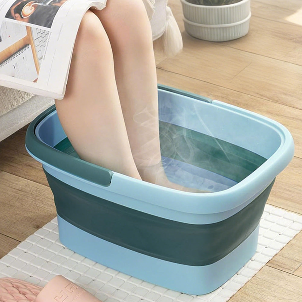 Collapsible Foot Bath Basin for Soaking Feet Foot Tub with Massage Acupoint-Green