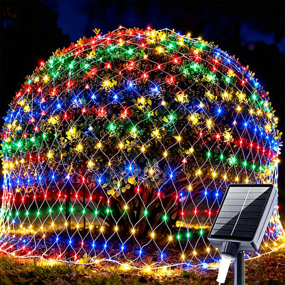 Solar Outdoor Mesh Lights Bush Lights 8 Modes Christmas Net Light - Colorful