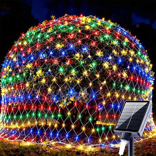 Solar Outdoor Mesh Lights Bush Lights 8 Modes Christmas Net Light - Colorful