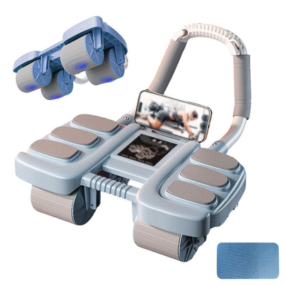 4-Wheel Automatic Rebound Ab Roller with Elbow Support Ab Exercise Machine Blue