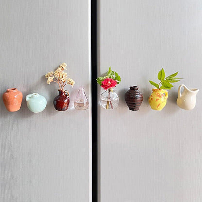 8-Pack 3D Ceramic Vase Fridge Sticks Mini Colorful Home Decor