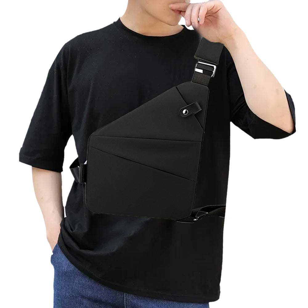 Men Anti-Theft Chest Pack Right Shoulder Sling Bag Travel Sports Crossbody Bag Black
