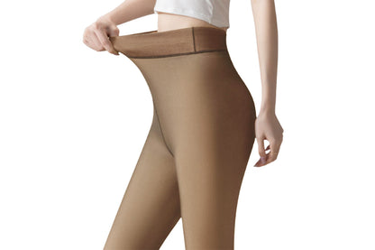 Plus Size Sheer Tights Thermal Pantyhose Bare Legs Illusion Warm - Coffee