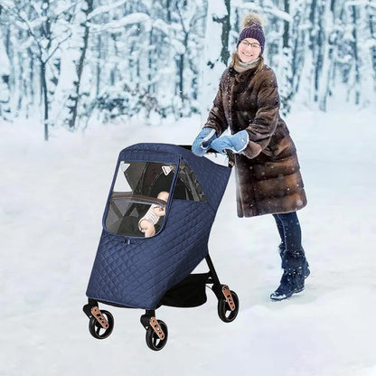 Universal Baby Stroller Cover Winter Windproof Weather Warm Cover Blue