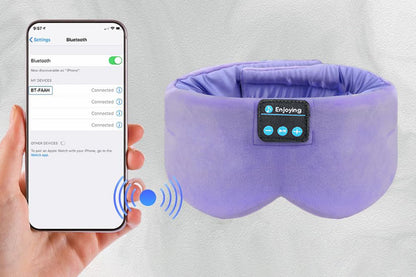 Bluetooth Sleep Mask with Headphones Music Eye Mask for Sleeping Travel Meditation -Purple