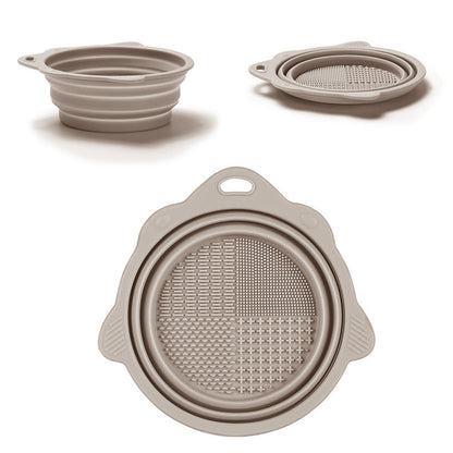 2Pcs Foldable Makeup Brush Cleaner Bowl Portable Silicone Cleaning Tool for Cosmetic Brushes Powder Puffs Sponges Khaki