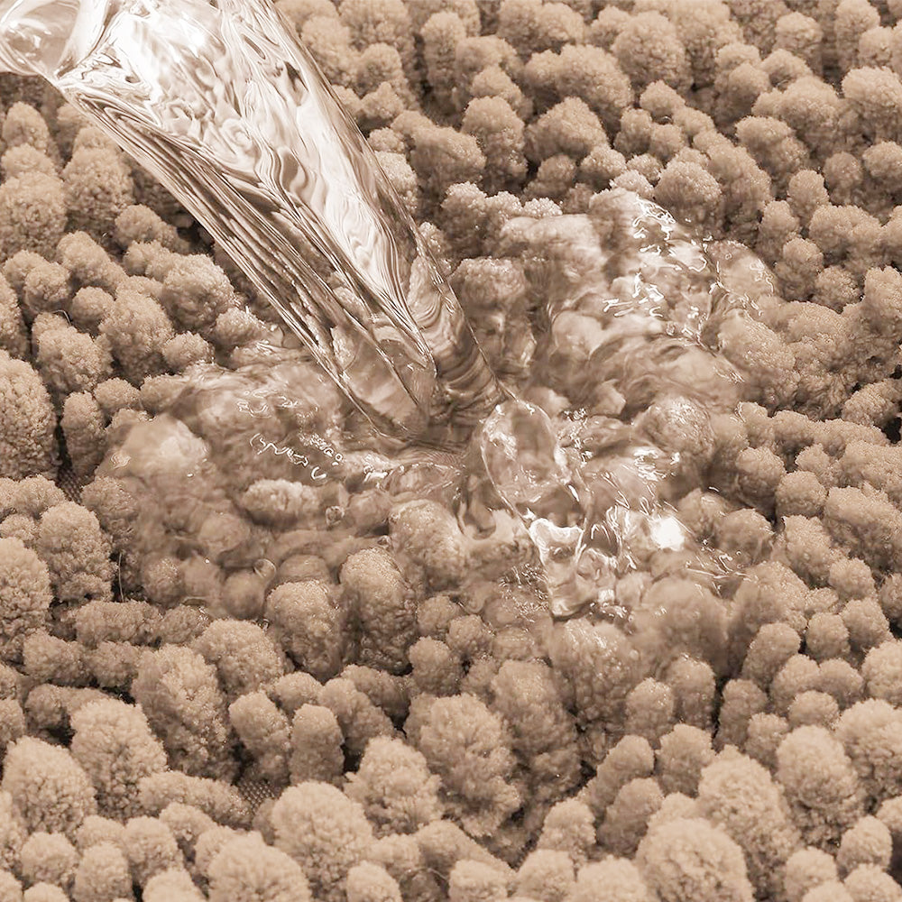 Chenille Fabric Bathroom Rugs Mat With Non Slip Rubber Backing Home Decor Accessories-Camel