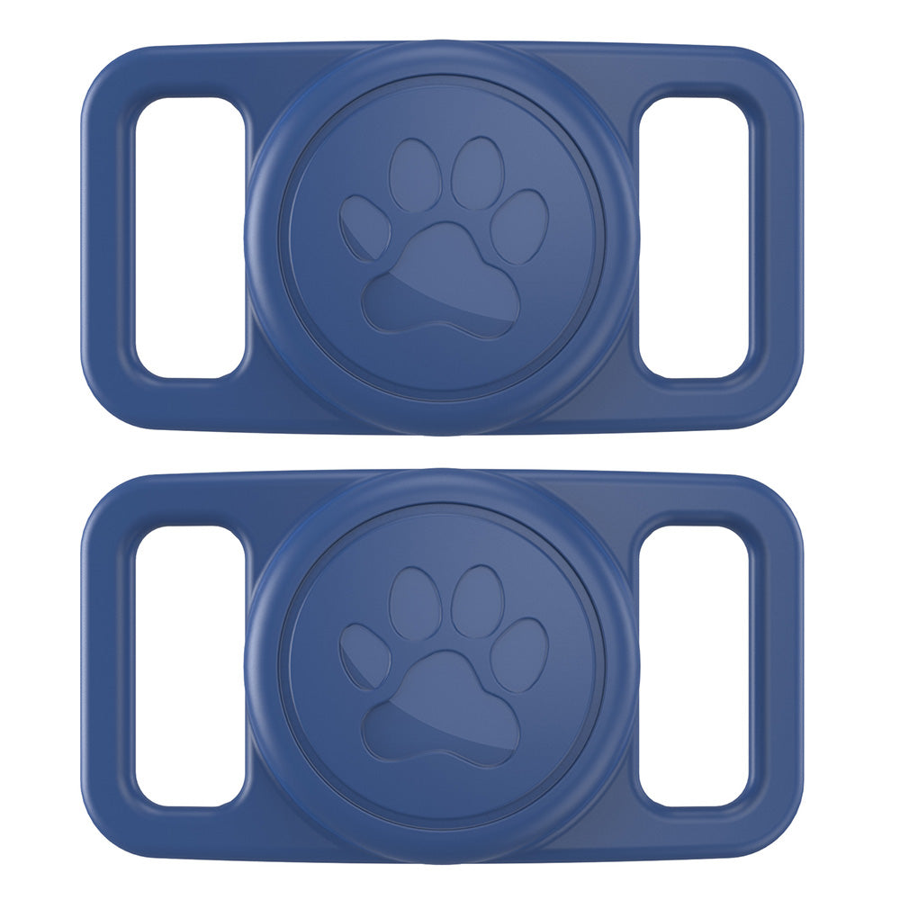 2PCS Waterproof Silicone Dog Collar Holder for Apple AirTag Blue
