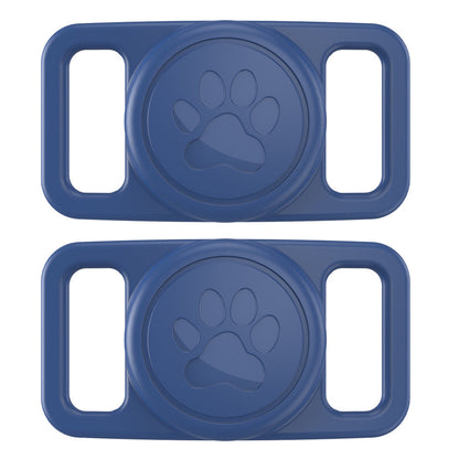 2PCS Waterproof Silicone Dog Collar Holder for Apple AirTag Blue