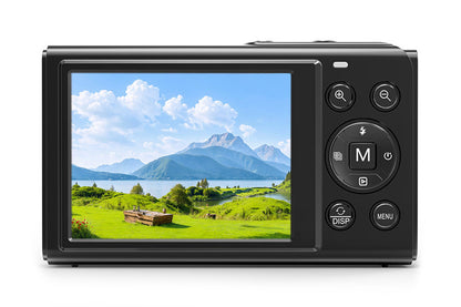 Dual Screen Digital Camera Point and Shoot Selfie Camera with Fill Light-Black