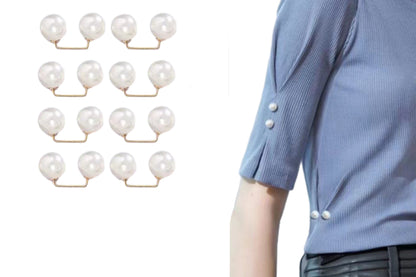 8Pcs Brooches Anti-Reveal Neckline Double Headed Artificial Pearl Curved Pin-ST1