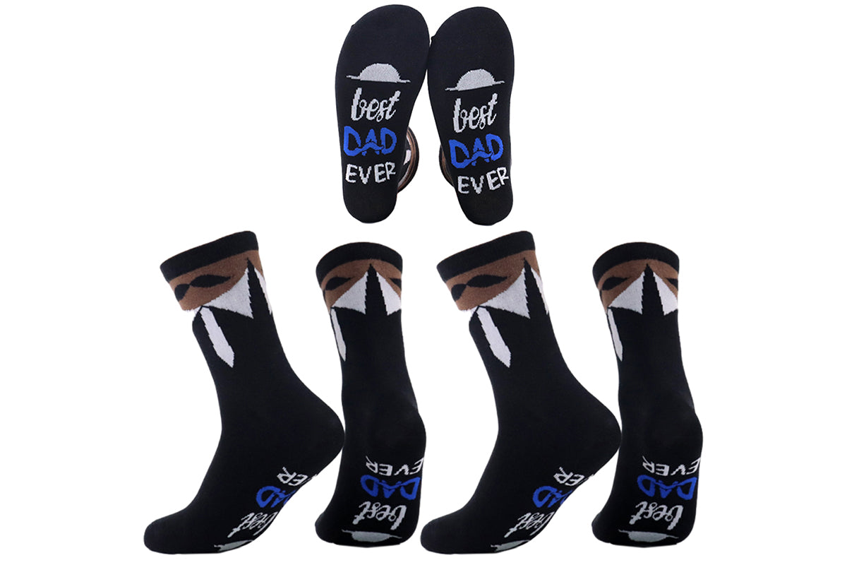 2Pcs Mens Dad Socks Fathers Day Gift For Dad Novelty Socks Breathable Soft Funny Socks-Black