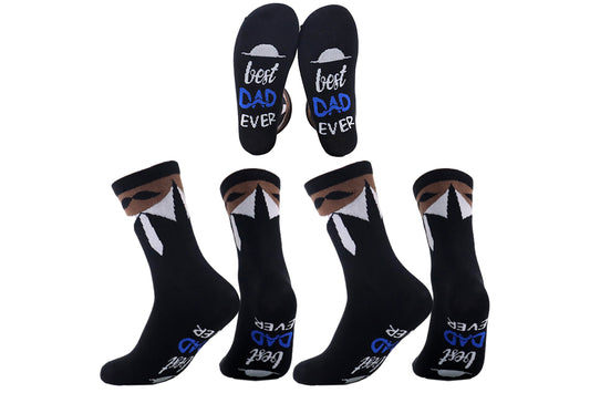 2Pcs Mens Dad Socks Fathers Day Gift For Dad Novelty Socks Breathable Soft Funny Socks-Black