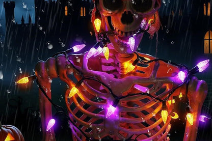 7M Solar Strawberry String Lights Waterproof Christmas Decor-Purple and Orange