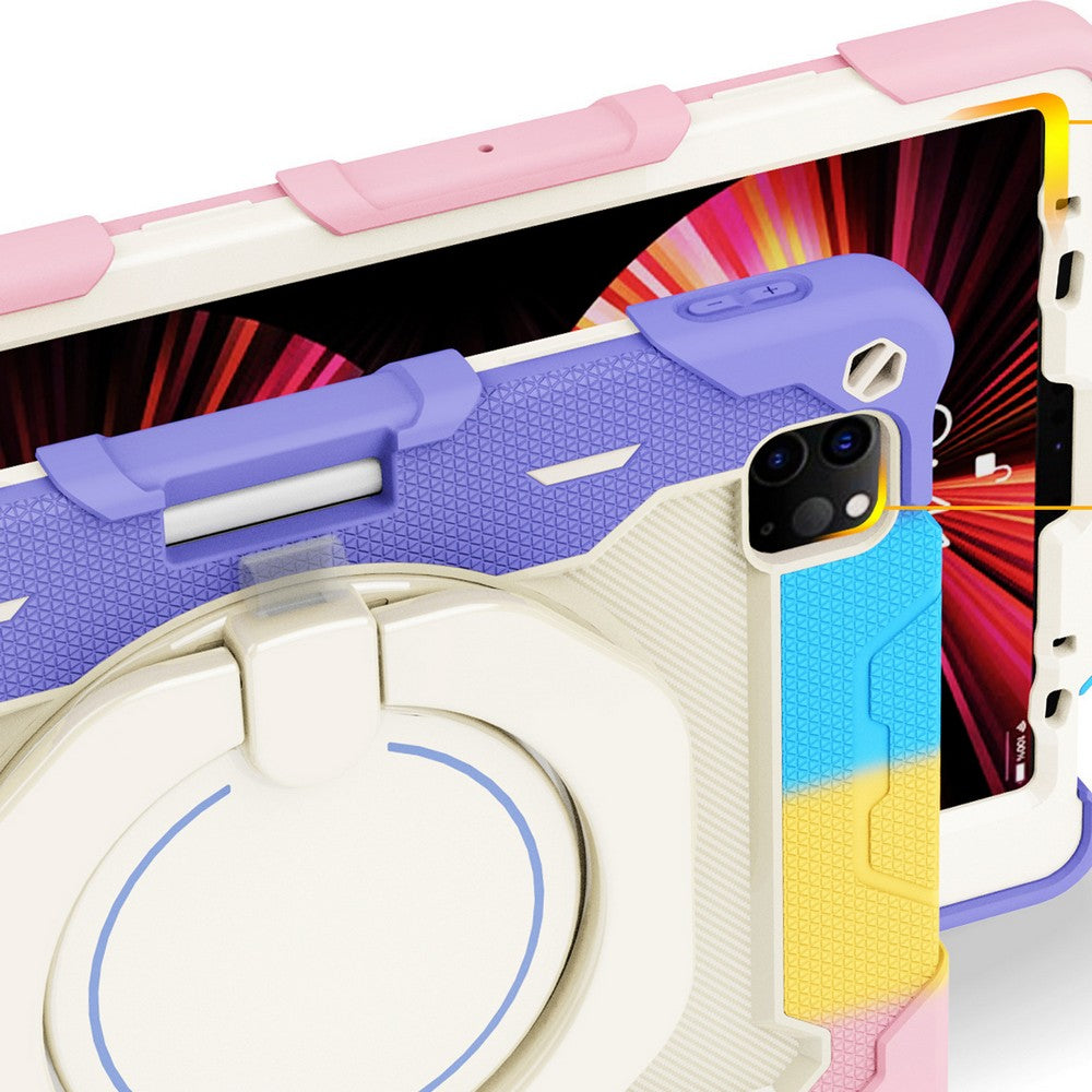 Shockproof Rugged Protective Case with Pencil Holder for iPad Air 6 Pro 11-Pink