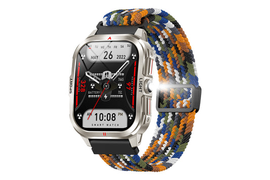 2.01inch Smartwatches with 100 Sports Modes Bluetooth Call Music Control for iPhone -Silver nylon strap