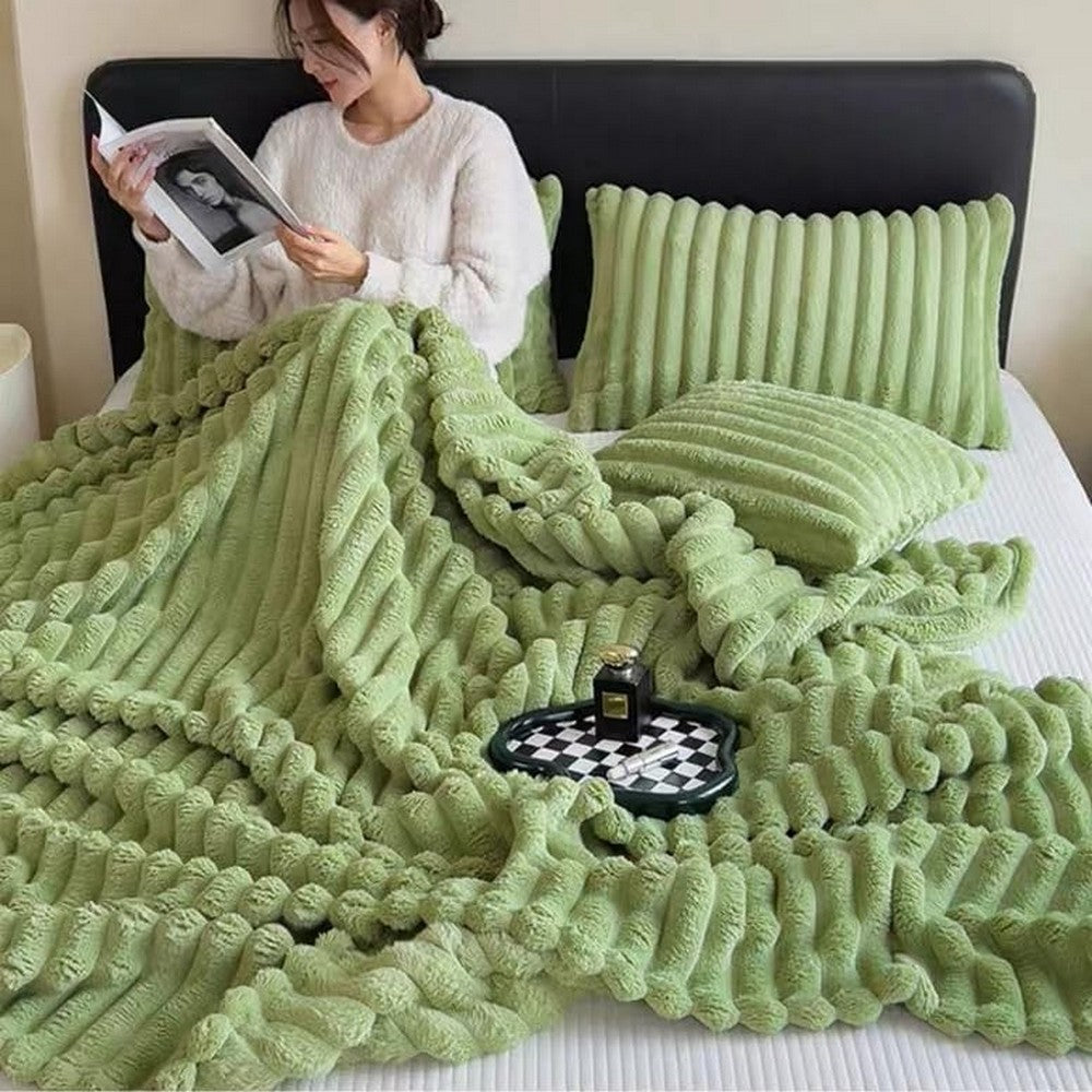 Throw Blanket for Couch Sofa Soft Fleece Throw Blankets Room Home Decor-Green