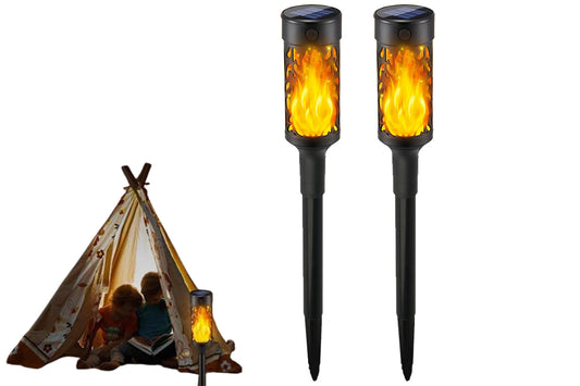 2Pcs Solar LED Tiki Torch With Flickering Flame Solar Outdoor Light