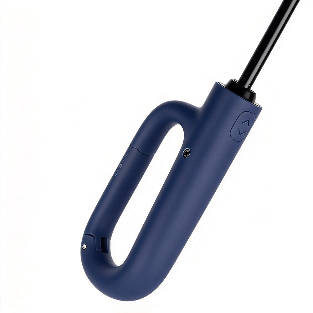 Automatic 10-Rib Folding Umbrella with Carabiner Handle UPF 40+ - Navy