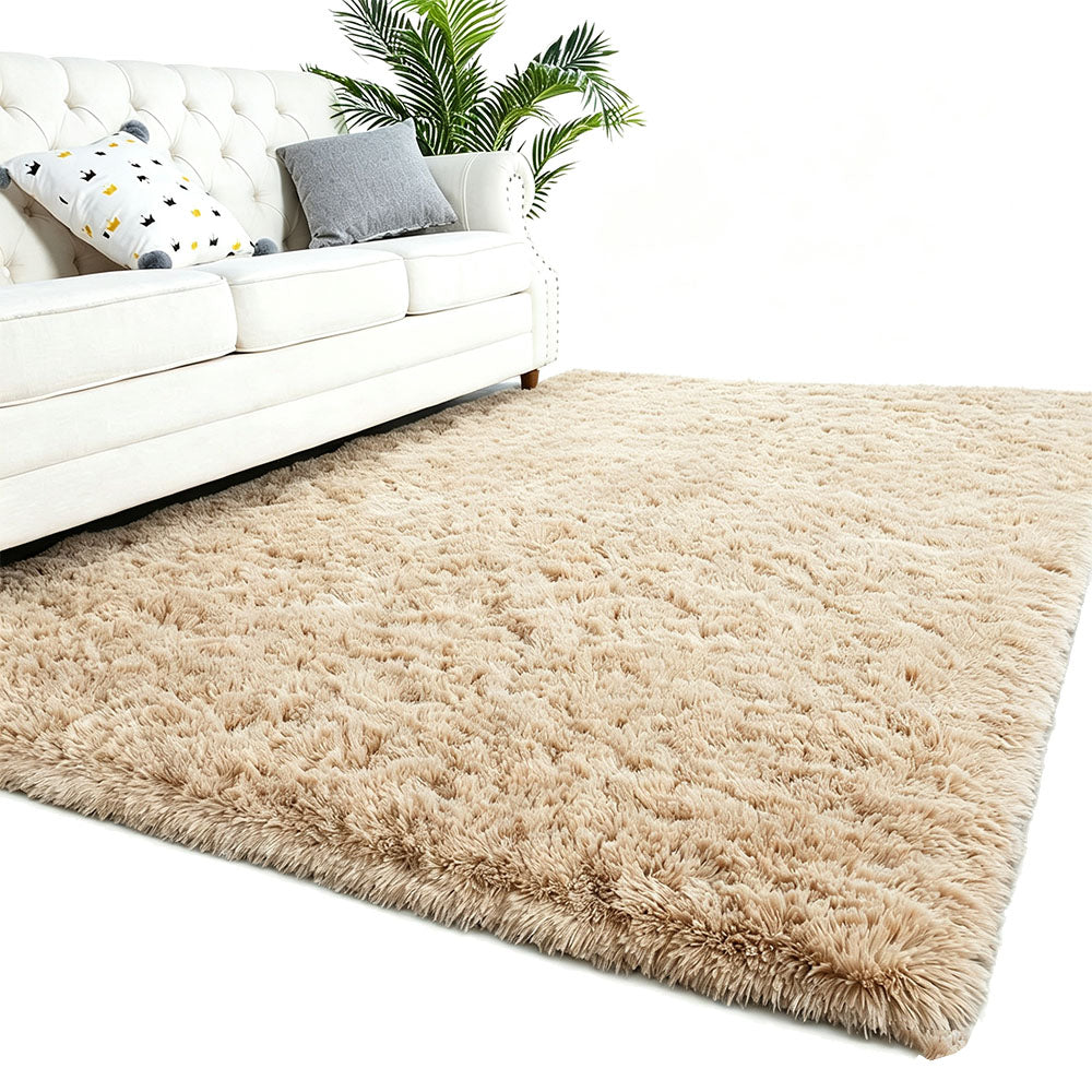 Tie Dye Plush Rug for Bedroom Living Room Dorm-Khaki