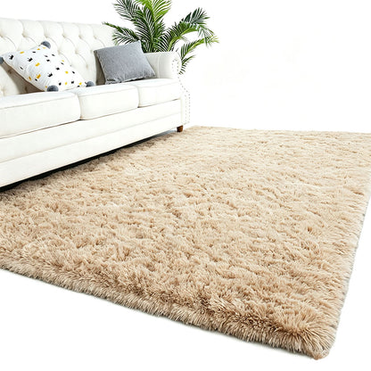 Tie Dye Plush Rug for Bedroom Living Room Dorm-Khaki