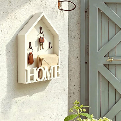 Vintage Key Holder Wall Mount with 3 Hooks Key Rack - White