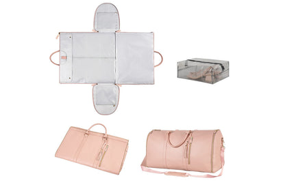 Water-Resistant Garment Duffle Bag Duffle Bag PU Leather Travel Bag -Pink